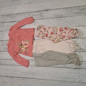 3 Pairs of Footie Pants w/ Matching shirt